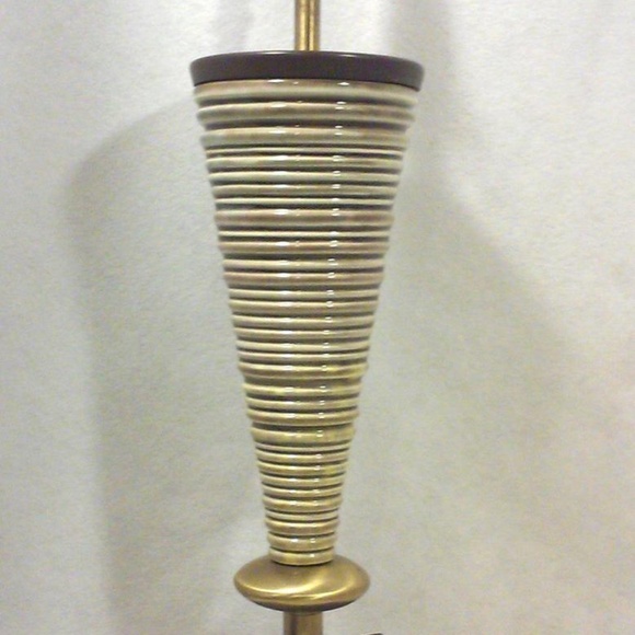 Mid-Century Brown Ceramic Table Lamp Atomic Vintage Light